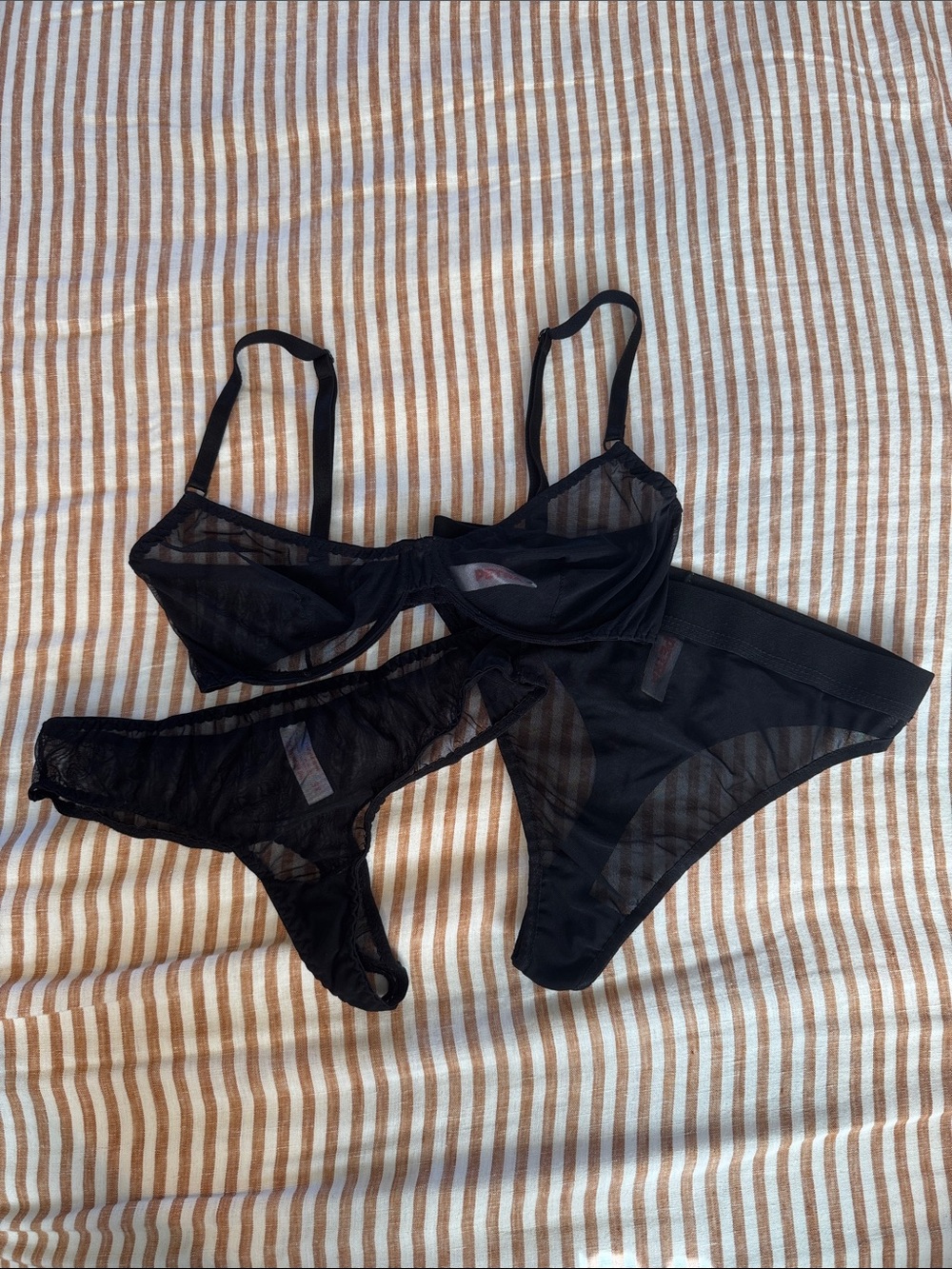 My Dear Petra Sheer Black Lingerie Set - Women Intimates bra 70C, thongs XS/S